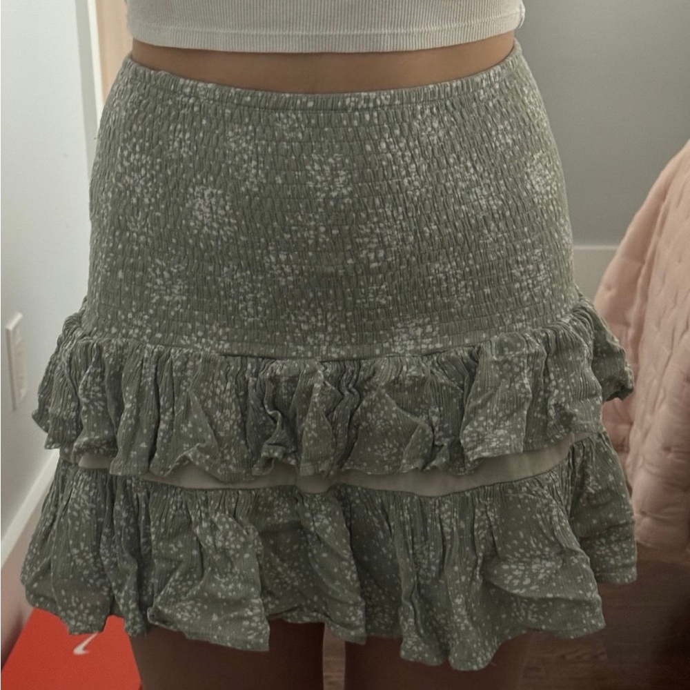 Green with white flower print South Moon Under skirt